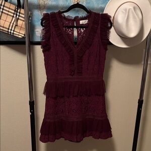 Adelyn Rae Burgundy Lace Dress